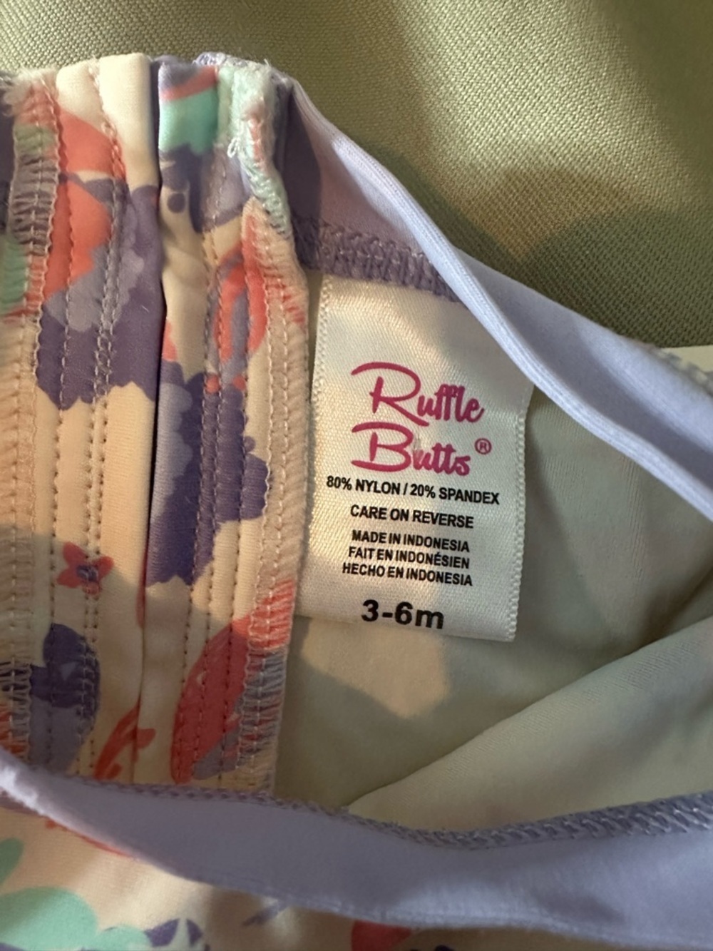 RuffleButts Princess Meadow Long Sleeved Rash Guard swimsuit 3-6 floral UPF 50 - Picture 9 of 9